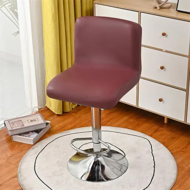 Capa elástica de couro PU para cadeiras e bancos de bar - à prova d'água e com costas curtas, ideal para sala de jantar, hotéis e banquetes