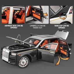 Carro modelo fantasma Rolls-Royce, liga de zinco, brinquedo pull back, carro fundido com som e luz, brinquedos de modelagem realistas 111 - Image 5