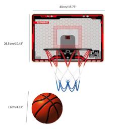 Cesta basquete para crianças, aro basquete interno pontuação automática, brinquedo basquete montado na parede com - Image 6