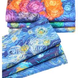 Van gogh pintura a óleo tecido de algodão para decoração de costura diy retalhos tecido têxtil decoração de casa 45*110cm - Image 6