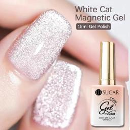 UR SUGAR-esmalte de uñas con purpurina, Gel magnético de gato blanco, superbrillante, efecto galáctico, barniz de Gel magnético de luz de luna, 15ml - Image 1