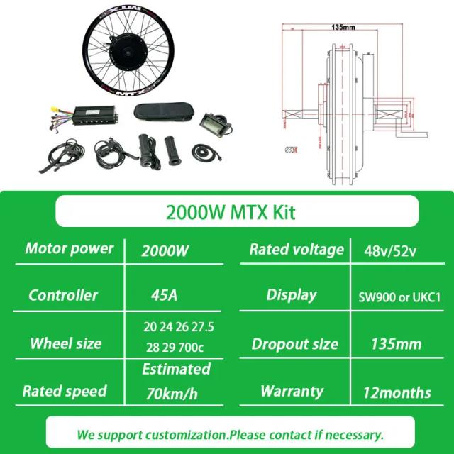 Kits de Bicicleta Elétrica Ebike UKC1 SW900 48V 1000W-8000W