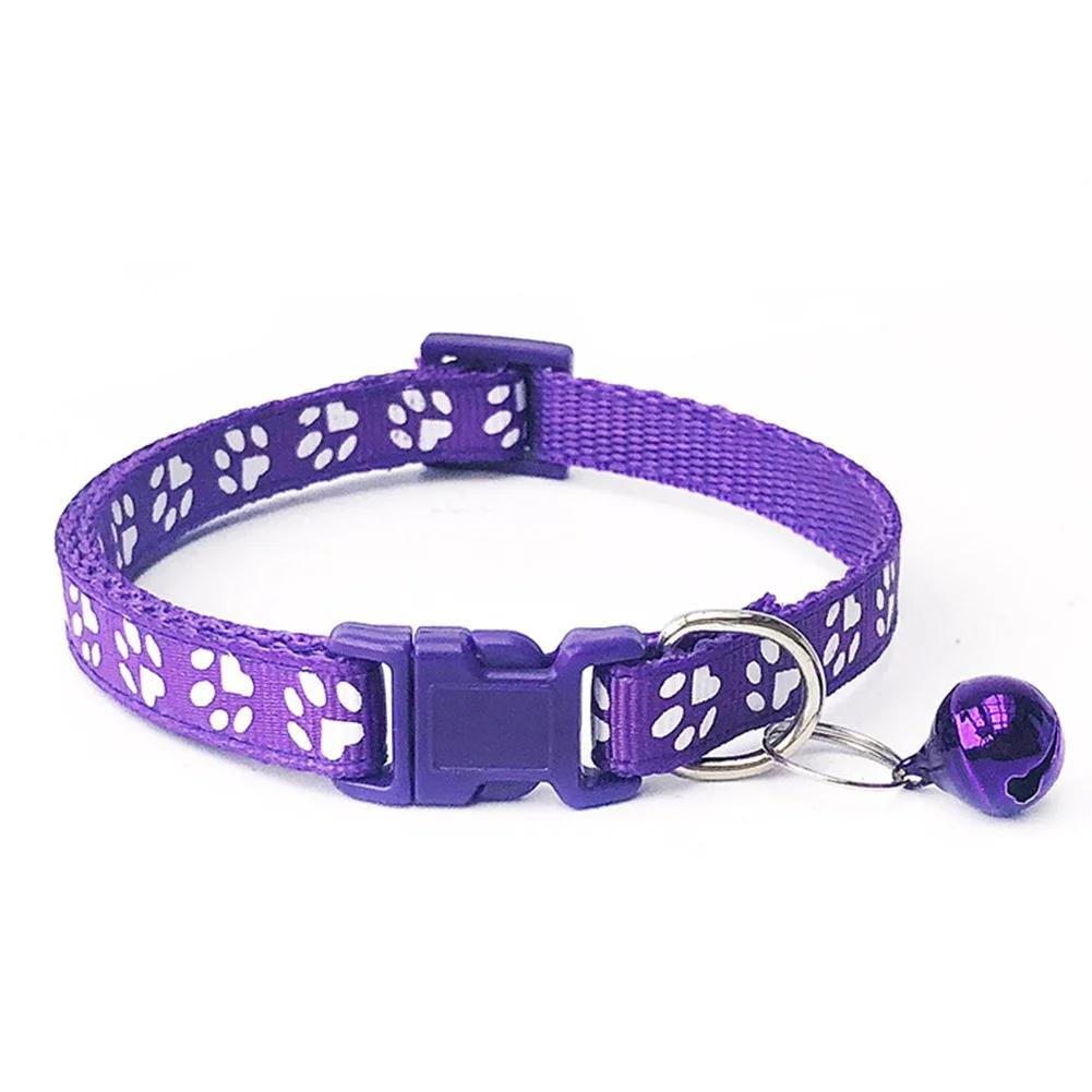 Pet Coleira De Cachorro E Gato Ajustável Coleira Ajustável Com Estampa De Pegadas Com Sino Para Gatos E Cães - Image 1