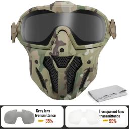 Máscara airsoft óculos destacáveis com ventilador anti-nevoeiro tático paintball máscara protetora facial completa tiro cs máscaras - Image 3
