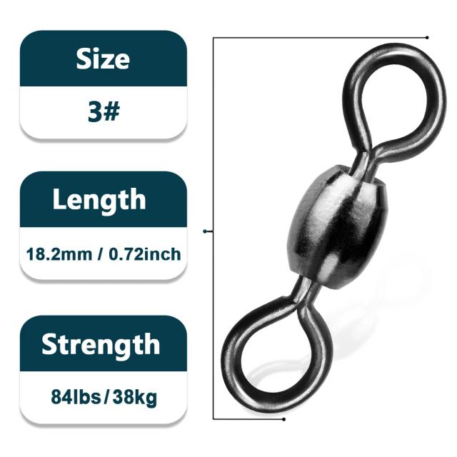 Conector Giratório de Pesca Aço Inox/Latão 50-200 Peças
