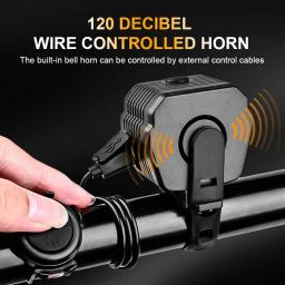 X-TIGER 2 em 1 chifre farol luz de segurança da bicicleta noite 300 lumens luzes da bicicleta com 120db sino campainha elétrica ciclismo luz - Image 4