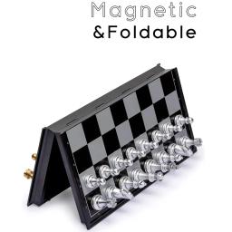Conjunto de xadrez magnético para treinamento, ouro e prata luxuosos, tábua dobrável, portátil, viagem, conjuntos de jogos, perfeito - Image 3