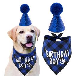 Dog Birthday Party Decoração Set, Pet Supplies, cachecol triângulo, chapéu bonito, gravata, colarinho, acessório do cão - Image 1