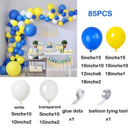 Kit de Balões de Hélio para a Primeira Festa de Aniversário Baby Shower, Balão Garland, Azul Royal, Amarelo, Branco, Meninos, Crianças, Decoração do Casamento - Image 2