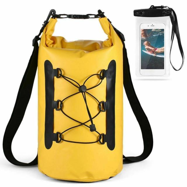 Mochila Impermeável de PVC para Natação, Trekking e Pesca - Saco Seco com Rolha de Selagem, Capacidade de 15 Litros