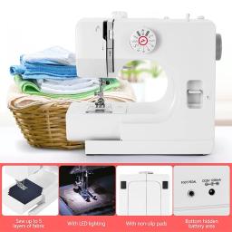 Mini máquina de costura para iniciantes, máquina de costura portátil com 12 pontos embutidos e pedal para iniciantes - Image 5