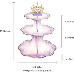 Roxo elegante copo bolo carrinho de cupcake suporte de bolo de cartão diy festa de aniversário decoração do bolo acessórios expositor - Image 6