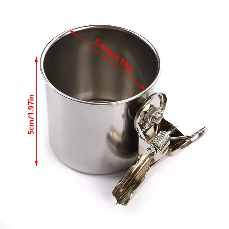 Round Stainless Steel Parrot Feeder, Aviary Pet Food e Water Feeding Bowl - Image 1