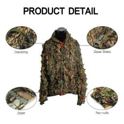 Terno de caça secreto para exterior, Ghillie Suit, Roupas de camuflagem, Folhas de treinamento na selva, Calças com capuz - Image 4