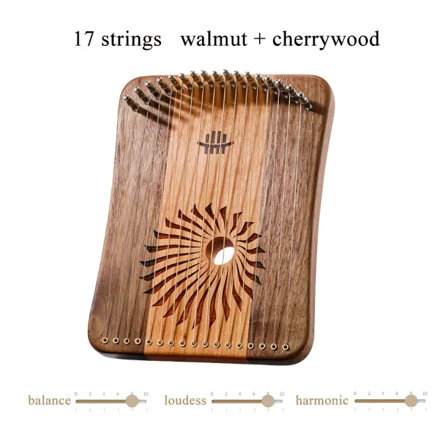 Mini Lyre de Dedo 17 Cordas em Madeira Criativa - Instrumento Musical para Iniciantes