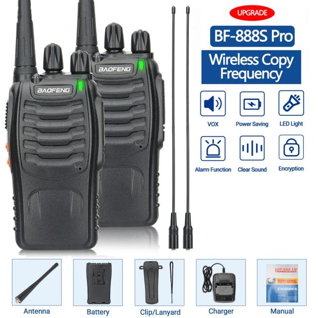 Transceptor Baofeng BF 888S: Walkie Talkie de Longo Alcance UHF para Caça e Hotéis (1 ou 2 Unidades)