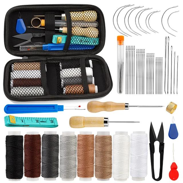 Kit Completo de Reparação de Estofos com Furador de Costura e Tesoura - 54 Peças para Iniciantes e Profissionais em Artesanato DIY