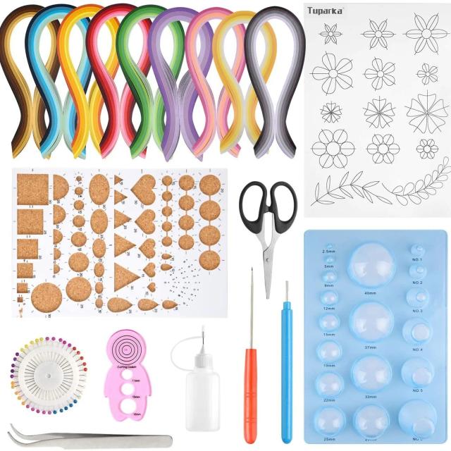 Tiras de Papel Colorido para Scrapbooking e Quilling - Kit Completo de Ferramentas para Iniciantes em Artesanato e DIY, Ideal para Presentes de Natal