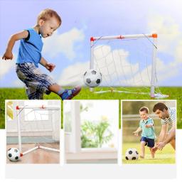 Novo diy crianças esporte portátil crianças futebol objetivo net com bomba de bola crianças mini portão brinquedo esporte - Image 3
