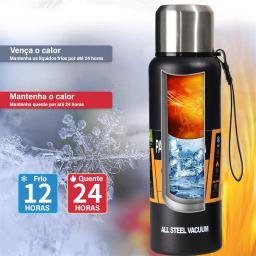 Garrafa Térmica De Água 1,0L-1,5L Litros Café Tumbler De Viagem Vacuum Inox com Bolsa Protetora - Image 3