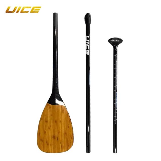 Remo ajustável leve em bambu e carbono completo para caiaque, barco e stand up paddle board