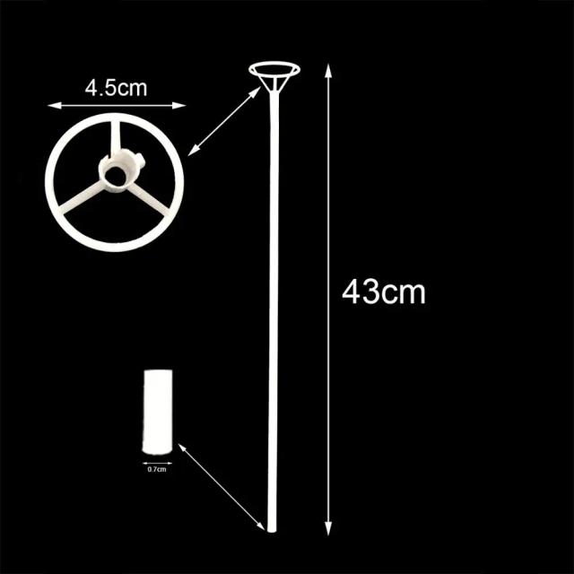 Lote com 100 Balões de Látex Brancos de 40cm com Hastes de PVC e Copos para Decoração de Festas