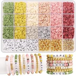 Diy jóias fazendo kit contas de argila pulseira fazendo kit plana preppy contas de argila de polímero para pulseiras da amizade fazendo diy - Image 1