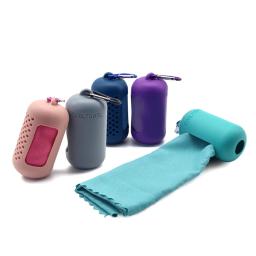 Toalha de microfibra de secagem rápida, saco de silicone, portátil, para esportes, corrida, ao ar livre, camping, fitness, academia, ioga, praia, viagem - Image 1