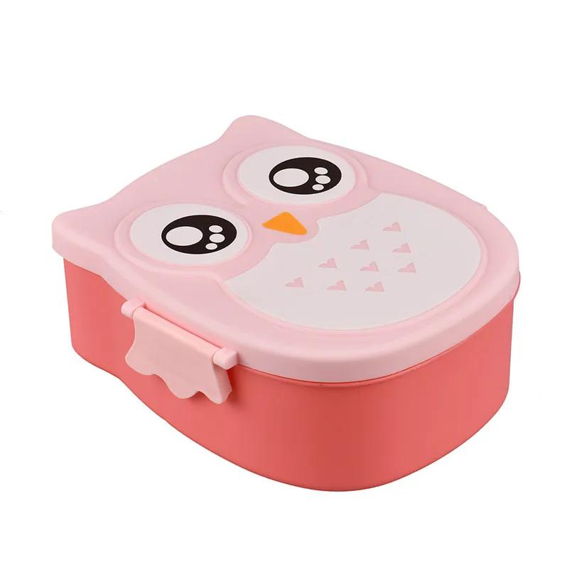 Lancheira em Forma de Coruja com Compartimentos, Recipiente de Alimento com Tampas, Bento Box Portátil para Crianças Escolares - Image 1