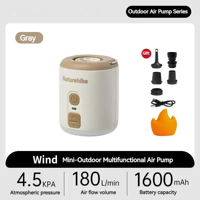 Natureh-Mini portátil multi-função elétrica inflável bomba, Outdoor Camping colchão de ar, 3 em 1 iluminação - Image 1