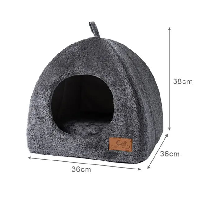 Cesta Aconchegante para Gatos e Cães Pequenos - Cama Macia Semi-Fechada e Quente para Sono Profundo