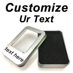 Personalizado personalizado prata metal presente caixa de lata, personalizado seu logotipo nome texto, gravado a laser, pingente caso para anel, colar, chaveiro, relógio - Image 1
