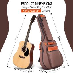 Miwayer-Oxford Nylon guitarra acústica saco impermeável, saco de nylon espessado, alças duplas, algodão acolchoado caso, Gig mochila, 41" - Image 2