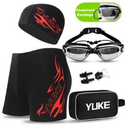 Conjunto de natação para homens, troncos, óculos, boné, bolsa de transporte, roupa de banho, shorts, maiô, boxers de praia, maiô plus size - Image 2