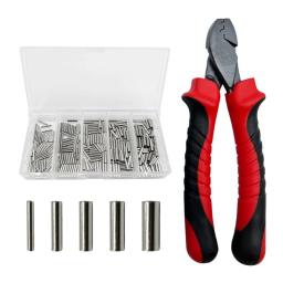 Alicate de pesca corda fio líder crimper kits de ferramentas com 5 tamanhos conjunto de mangas de crimpagem - Image 4