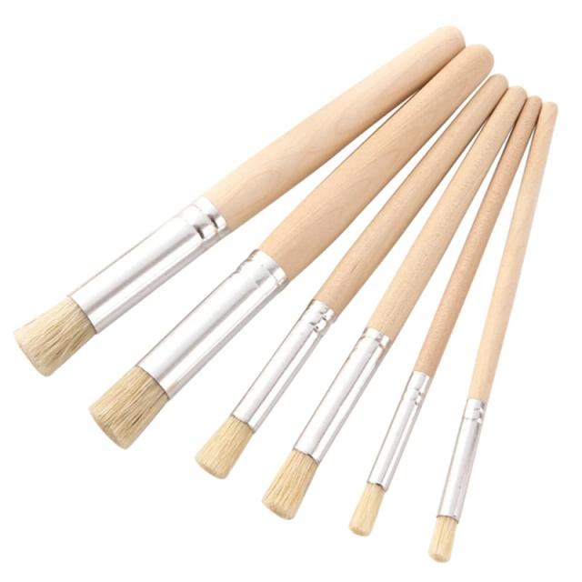 Escova Multiuso para Pintura de Estêncil - Pincéis de Artista Anti-Derramamento Macios para Tinta Acrílica (6 Peças)