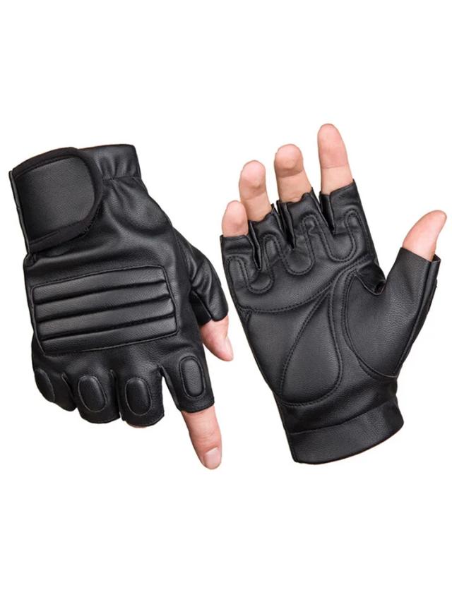 Luva de Boxe de Couro PU Lavável para Homens com Dedos Expostos - Ideal para Ginásio, Luta, Escalada e Ciclismo