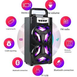 Alto-falante Bluetooth Karaoke ao ar livre portátil, som surround estéreo, Home Theater, sistema de som com microfone, função de rádio FM - Image 2