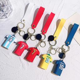 Futebol Cup Estrela do atleta camisa esporte 3D Silicone boneca chaveiro futebol fã Ronaldo Neymar Mbappé Jersey Pendent Keyring presente - Image 2