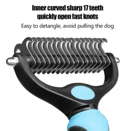 Aço inoxidável dupla face Dematting pente para Pet, profissional Dog Grooming escova, desembaraçar e derramamento - Image 3