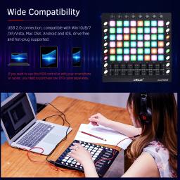 WORLDE-MIDI Drum Pad Controller, USB com Backlight Slider, instrumentos musicais eletrônicos, novas prateleiras, 3 Especificações, 48/64 - Image 3