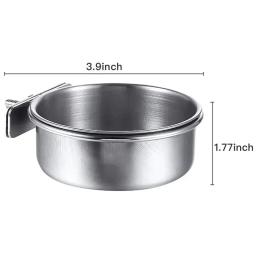 Tigelas de aço inoxidável para pássaros Alimentador de papagaio Copos de prato Gaiola de pássaro Tigela de comida de água Coop Cup with Clamp Suporte para papagaios - Image 5