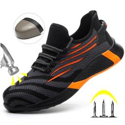 Homens sapatos de segurança de trabalho anti-punctura tênis de trabalho masculino indestrutível sapatos de trabalho botas leves sapatos de segurança - Image 1