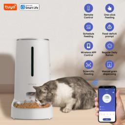 Wi-Fi Habilitado Alimentador Pet para Cães e Gatos, Controle de App, Tigelas De Aço Inoxidável, Baixo Alarme De Alimentos, IPETMON, Tuya Smart Life App, 4L - Image 2