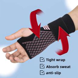 Luvas De Guarda De Mão De Esportes De Nylon De Malha, Pulseira De Suporte De Pulso, Manga Elástica De Palmeira, Fitness, 1Pc - Image 3