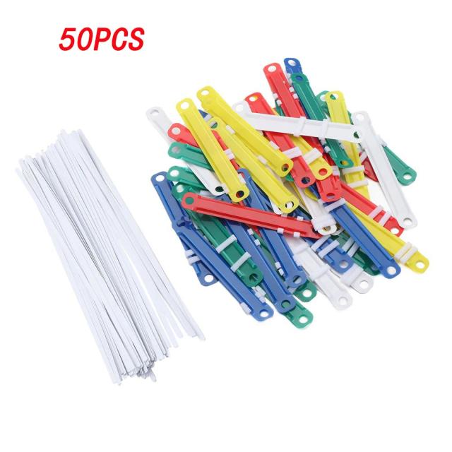 Kit com 50 Prendedores de Papel de Plástico para Pastas e Armazenamento de Documentos de Escritório
