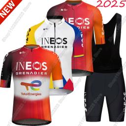 Equipe ineos granadiers frança tour 2025 conjunto camisa de ciclismo colômbia manga curta roupas ciclismo estrada corrida bicicleta camisas terno mtb - Image 1