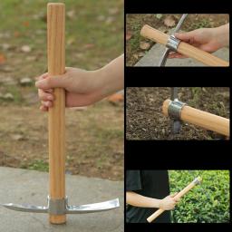 Picareta multifuncional com alça de madeira, resistente, aço inoxidável, machado mão, acampamento ao ar livre, jardim - Image 2