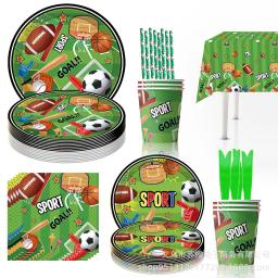 Futebol Americano Esportes e Futebol Partido Louça Descartável, Toalha De Mesa, Prato De Aniversário, Guardanapos, Baby Shower Decorações - Image 2