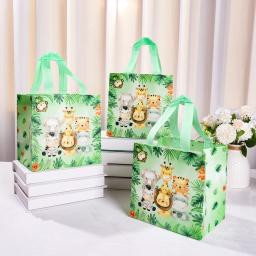 Sacos de presente não tecidos para crianças, tema de animais da selva, favores de festa, sacola de doces portáteis, festa de aniversário - Image 2